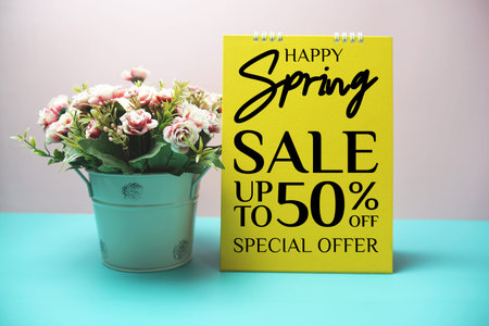 Spring Sale 50% off Promotion Offer Discount Retail Shopping Concept