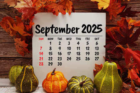 September 2025 annual monthly desk calendar for planning and managementの写真素材