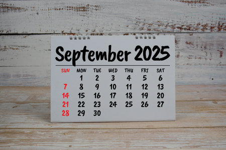 September 2025 annual monthly desk calendar for planning and managementの写真素材