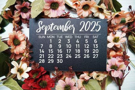 September 2025 annual monthly desk calendar for planning and managementの写真素材