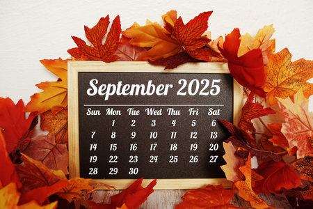 September 2025 annual monthly desk calendar for planning and managementの写真素材
