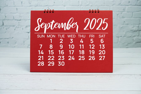 September 2025 annual monthly desk calendar for planning and managementの写真素材
