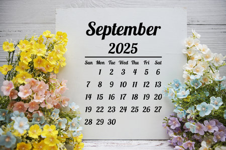 September 2025 annual monthly desk calendar for planning and managementの写真素材