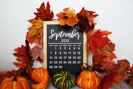 September 2025 annual monthly desk calendar for planning and managementの写真素材