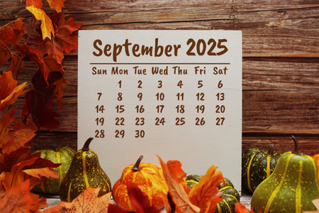 September 2025 annual monthly desk calendar for planning and managementの写真素材