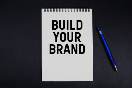 Spiral notepad with the motivational quotes "Build Your Brand"の写真素材