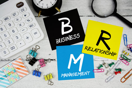 BRM Abbreviation of Business Relationship Management text phrase of business and financial conceptの写真素材