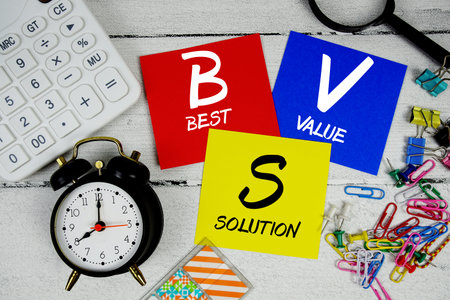 BVS Abbreviation of Best Value Solution text phrase of business and financial concept