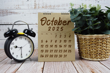October 2025 annual monthly desk calendar for planning and management