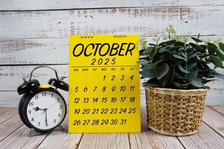 October 2025 annual monthly desk calendar for planning and managementの写真素材