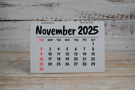 November 2025 annual monthly desk calendar for planning and managementの写真素材