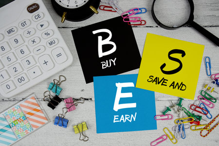 BSE Abbreviation of Buy Save and Earn text phrase of business and financial concept