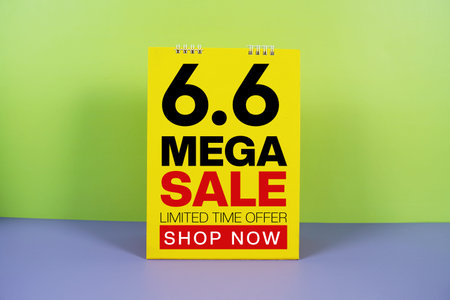6.6 Mega Sale text Promotion and Marketing on green and purple background