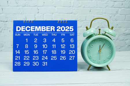December 2025 annual monthly desk calendar for planning and managementの写真素材