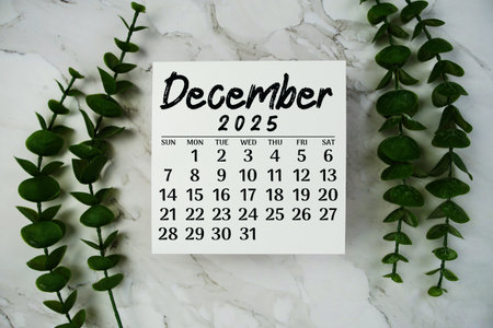 December 2025 annual monthly desk calendar for planning and managementの写真素材