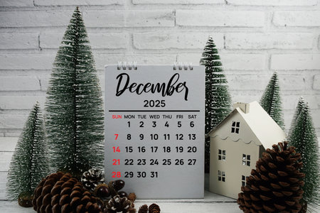 December 2025 annual monthly desk calendar for planning and managementの写真素材