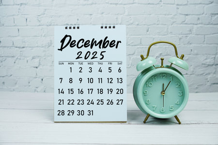 December 2025 annual monthly desk calendar for planning and managementの写真素材