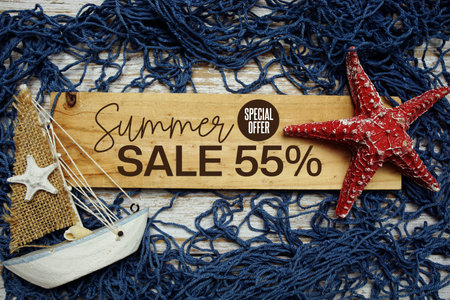 Summer Sale 55% off Promotion Offer Discount Retail Shopping Concept