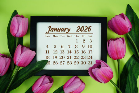 January 2026 annual monthly desk calendar for planning and managementの写真素材