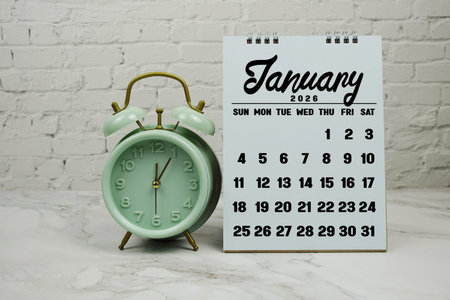 January 2026 annual monthly desk calendar for planning and managementの写真素材