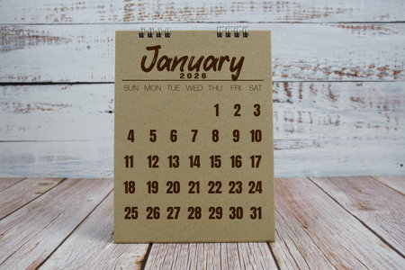January 2026 annual monthly desk calendar for planning and management