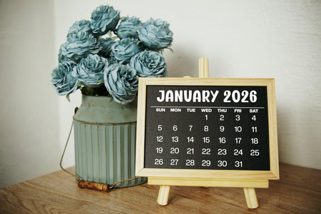 January 2026 annual monthly desk calendar for planning and managementの写真素材