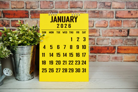 January 2026 annual monthly desk calendar for planning and managementの写真素材