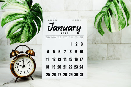 January 2026 annual monthly desk calendar for planning and managementの写真素材