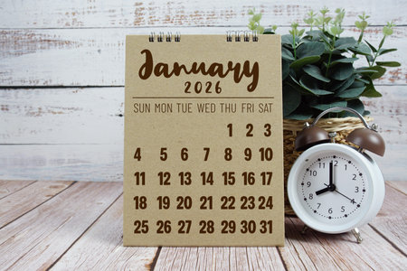 January 2026 annual monthly desk calendar for planning and management
