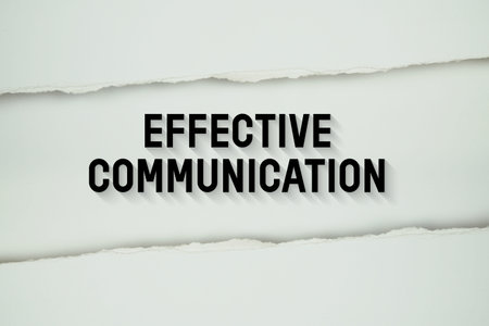 Effective communication text on white with white paper torn ripped of horizontal