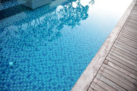 close up of a swimming pool in the summerの写真素材