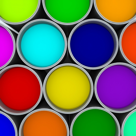 Colorful Paint Cans の写真素材