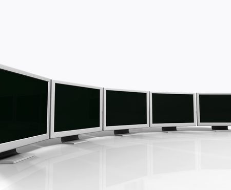 Some modern computers connected in a local network の写真素材