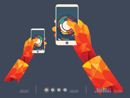 vector illustration of Mobile phone in hand iconのイラスト素材