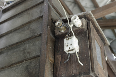 Closeup view of a retro fuses panelのeditorial素材