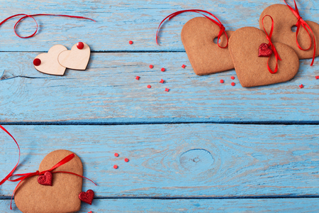 Valentines day decoration on old  backgroundの写真素材