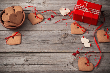 Valentines day decoration on old  backgroundの写真素材