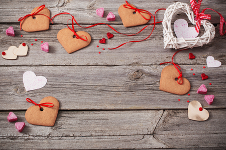 Valentines day decoration on old  backgroundの写真素材