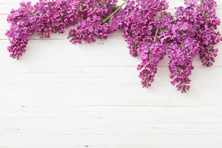 The beautiful lilac on a wooden backgroundの写真素材