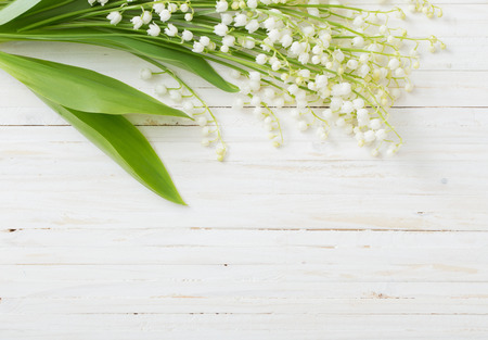 may-lily on wooden backgroundの写真素材