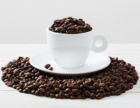 coffee beans on a white backgroundの写真素材