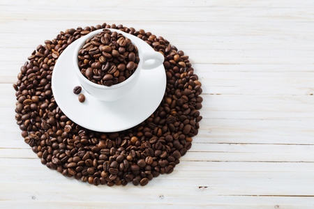 coffee beans on a white backgroundの写真素材