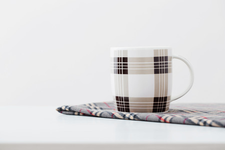 cups on white tableの写真素材