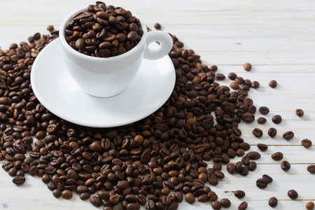 coffee beans on a white backgroundの写真素材