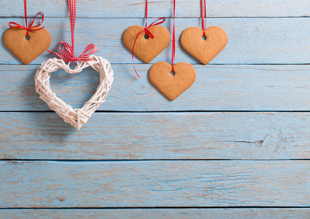 Valentine's day background with heartsの写真素材