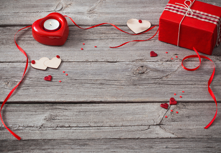 Valentines day decoration on old  backgroundの写真素材
