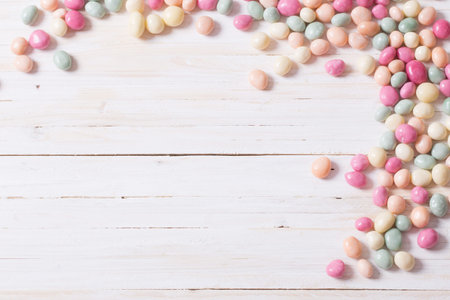 candies on a wooden background