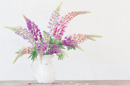 still life with summer flowers in vaseの写真素材
