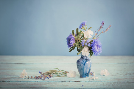 still life with summer flowers in vaseの写真素材