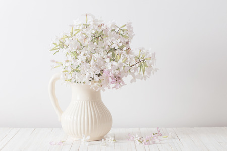 flowers in jug on white backgroundの写真素材
